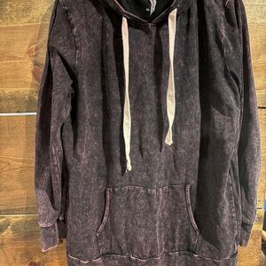 Zenana Signature Vintage Wash Black and Pink Hoodie